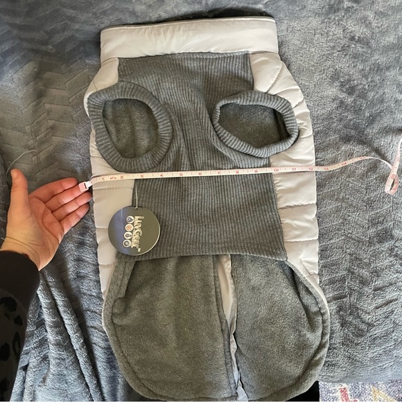 Cute Light Grey with Hot Pink Zippers Winter Dog Coat with Cold Alert Technology - Picture 11 of 12